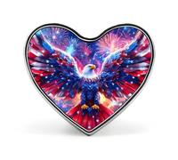Ea-gles Firework U.S. Flag Unisex Novelty Brooches & Pins Heart Metal Lapel Badge for Clothing Shawl Hat