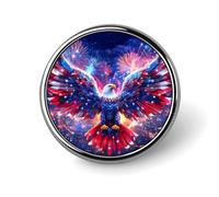 Ea-gles Firework U.S. Flag Unisex Novelty Brooches & Pins Round Metal Lapel Badge for Clothing Shawl Hat