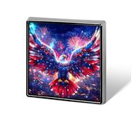 Ea-gles Firework U.S. Flag Unisex Novelty Brooches & Pins Square Metal Lapel Badge for Clothing Shawl Hat