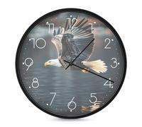 Ea-gle's Flying Lake Round Wall Clock 10 Inch Analog Clock Decorative Clocks for Home Kitchen Office