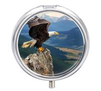 Ea-gles in Forests Pill Organizer Round Pill Box Travel Pill Case Medicine Organizer for Pocket Purse