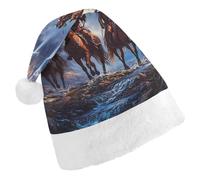 Ea-gles Indian Native USA Horse Christmas Hats Patterned Santa Hat New Year Festive Holiday Party Supplies Adult