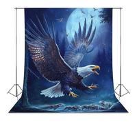 Ea-gles Moon Wolf Photo Studio Backgrounds Black Photography Backdrop for Portrait Video Shooting Live 56"x98"