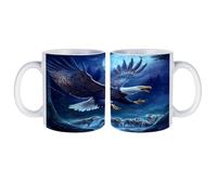 Ea-gles Moon Wolf White Coffee Mug Stylish Ceramic Cups 330ml Funny Gift for Women Men