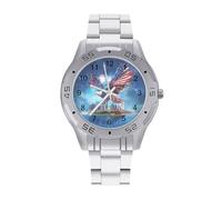 Ea-gles New York City Business Men's Wrist Watches Analog Quartz Stainless Steel Strap Waterproof Watch