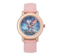 Ea-gles New York City Cute Women's Wrist Watches Analog Quartz Leather Strap Waterproof Ladies Watch