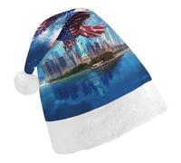 Ea-gles New York City Santa Hat Christmas Holiday Party Headwear for Adults Soft Velvet Festive Costume Accessory Adult