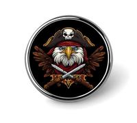 Ea-gles Pirates Round Brooch Pins Badge Printed Button Tie Lapel Backpack Pin Decoration for Women Men