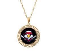 Ea-gles Pirates Women's Round Diamond Necklace Vintage Alloy Pendants Multicolored Sparkly Jewelry