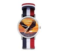 Ea-gles Soaring Over Ocean Sunset Casual Watch for Men Women Braided Strap Watches Non-Scale Three-Hand Wrist Gift