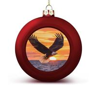 Ea-gles Soaring Over Ocean Sunset Cute Christmas Balls Ornaments Xmas Tree Decorations for Party Wedding Supplies 2PCS