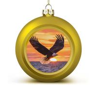 Ea-gles Soaring Over Ocean Sunset Cute Christmas Balls Ornaments Xmas Tree Decorations for Party Wedding Supplies 1PCS