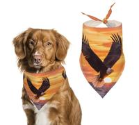 Ea-gles Soaring Over Ocean Sunset Funny Dog Bandanas Adjustable Triangle Pet Scarf Bib for Small Medium Large Cute Pets Supplies