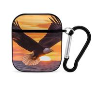 Ea-gles Soaring Over Ocean Sunset Funny Headphone Cases Compatible with AirPods 1&2 Hard PC Protective Cover with Keychain