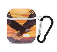 Ea-gles Soaring Over Ocean Sunset Funny Headphone Cases Compatible with AirPods 1&2 Hard PC Protective Cover with Keychain