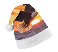 Ea-gles Soaring Over Ocean Sunset Funny Santa Hat for Women Men Red Christmas Hats Classic Party Headwear