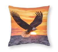 Ea-gles Soaring Over Ocean Sunset Graphic Cushion Covers 1 Piece 40x40