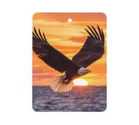 Ea-gles Soaring Over Ocean Sunset Hanging Car Air Fresheners 1Pcs Aromatherapy Tablets Automotive Fragrance Scented Card Decor Square