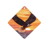 Ea-gles Soaring Over Ocean Sunset Hanging Car Air Fresheners 1Pcs Aromatherapy Tablets Automotive Fragrance Scented Card Decor Rhombus