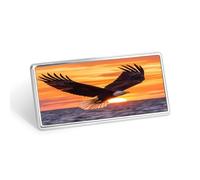 Ea-gles Soaring Over Ocean Sunset Metal Badge Rectangular Stainless Steel Badges Decorative Lapel Pins Clothing Backpack Accessory Gift