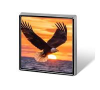Ea-gles Soaring Over Ocean Sunset Metal Brooches Square 1" Badge Decorative Lapel Pins Clothing Backpack Accessory Gift