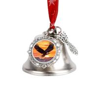 Ea-gles Soaring Over Ocean Sunset Metal Christmas Jingle Bells Hanging Ornaments Xmas Tree Decorations for Party Wedding Supplies