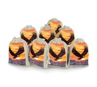 Ea-gles Soaring Over Ocean Sunset Reusable Gift Bags Drawstring Goody Bag 8Pcs Bunches Pocket Pouch Halloween Christmas Parties Favors Supplies