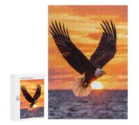 Ea-gles Soaring Over Ocean Sunset Vertical Wooden Puzzles for Adults Colorful Jigsaw Puzzle Home Decors Gift 300 PCS