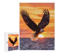 Ea-gles Soaring Over Ocean Sunset Vertical Wooden Puzzles for Adults Colorful Jigsaw Puzzle Home Decors Gift 500 PCS