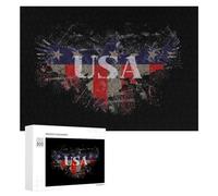 Ea-gles Splatter USA Funny Wooden Puzzle with Storage Box Adults Jigsaw Puzzles Challenge for Family Game Birthday Gift