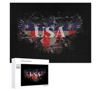 Ea-gles Splatter USA Funny Wooden Puzzle with Storage Box Adults Jigsaw Puzzles Challenge for Family Game Birthday Gift