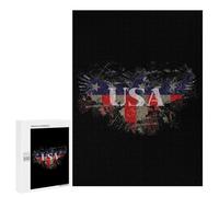Ea-gles Splatter USA Funny Wooden Puzzle with Storage Box Adults Vertical Jigsaw Puzzles Challenge Gift for Family Game