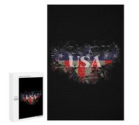 Ea-gles Splatter USA Funny Wooden Puzzle with Storage Box Adults Vertical Jigsaw Puzzles Challenge Gift for Family Game