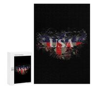 Ea-gles Splatter USA Funny Wooden Puzzle with Storage Box Adults Vertical Jigsaw Puzzles Challenge Gift for Family Game