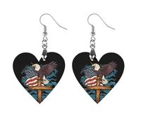 Ea-gles U.S. Flag Artistic Wooden Earrings Pendant Vintage Earring Hooks Trendy Vacation Dangle Boho Eardrop Star