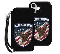 Ea-gles U.s. Flag Cell Phone Front Flip Case Compatible with iPhone 16/16 Plus/16 Pro/16 Pro Max/16 E Soft Protective Shell