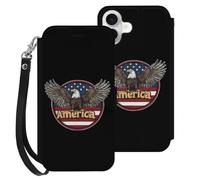Ea-gles U.S. Flag Cell Phone Front Flip Case Compatible with iPhone 16/16 Plus/16 Pro/16 Pro Max/16 E Soft Protective Shell