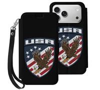 Ea-gles U.s. Flag Cell Phone Front Flip Case Compatible with iPhone 17/17 Air/17 Pro/17 Pro Max Soft Protective Shell