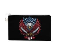 Ea-gles U.S. Flag Custom Canvas Coin Purse Change Wallet Bag Small Makeup Bags for Men Women 7.5 X 4.6 Inch