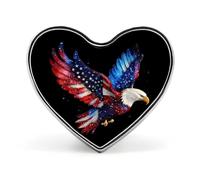Ea-gles U.S. Flag Glitter Heart Metal Brooches 1 Inch Memorial Badges Exquisite Decorations Pins for Clothing