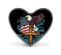 Ea-gles U.S. Flag Heart Metal Brooches 1 Inch Memorial Badges Exquisite Decorations Pins for Clothing