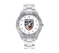 Ea-gles U.s. Flag Men's Wrist Watches Stainless Steel Strap Business Quartz Watch for Daily Wear