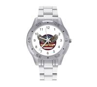 Ea-gles U.S. Flag Men's Wrist Watches Stainless Steel Strap Business Quartz Watch for Daily Wear