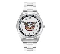 Ea-gles U.S. Flag Men's Wrist Watches Stainless Steel Strap Minimalist Business Quartz Watch for Daily Wear