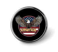 Ea-gles U.S. Flag Novelty Brooches & Pins Round Personalised Metal Lapel Badge With Butterfly Clutch Clasp