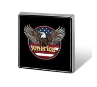 Ea-gles U.S. Flag Novelty Brooches & Pins Square Personalised Metal Lapel Badge with Butterfly Clutch Clasp