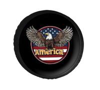 Ea-gles U.S. Flag Spare Tire Cover Waterproof Leather Adjustable Foldable Wheel Protector