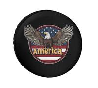 Ea-gles U.S. Flag Spare Tire Cover Waterproof Oxford Cloth Adjustable Foldable Wheel Protector