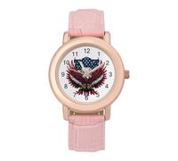 Ea-gles U.S. Flag Women's Custom Watch Fashion Soft Strap Wristwatches Gifts for Birthdays Valentine's Day