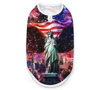 Ea-gles Wings Firework U.S. Flag Cute Printed Dog Shirt Clothes Lightweight Sleeveless Pet Tank Top for Small Medium Large Pets